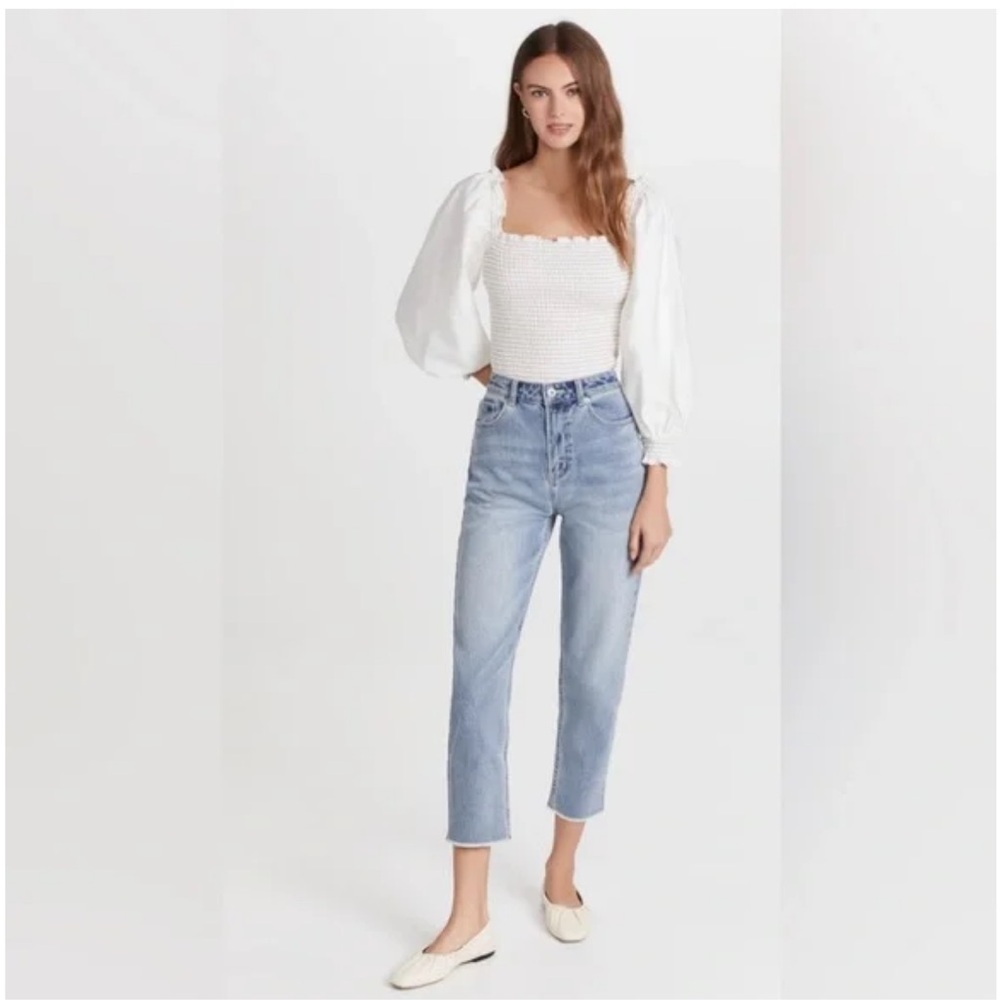 NWT Something Navy Straight Leg Mom Jean Light Blue 0